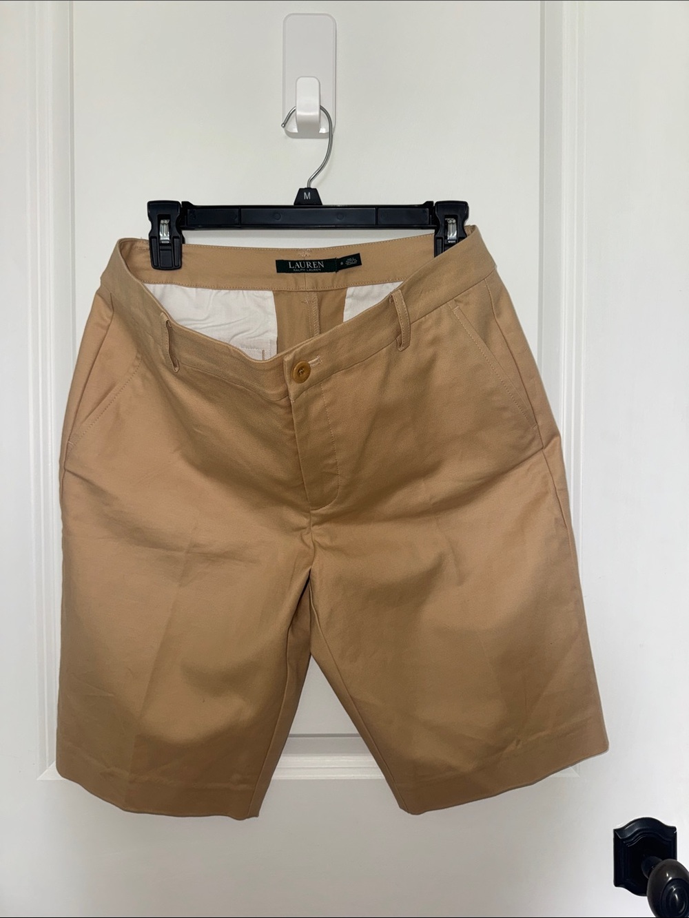 Lauren Ralph Lauren Tan Flat-Front Chino Shorts